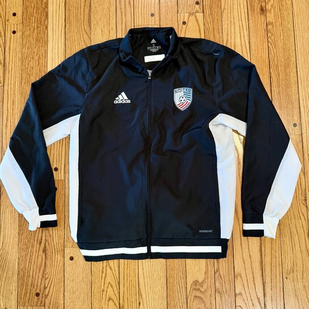 Adidas Aeroready United Soccer Coaches Black White Zip Jacket Small
